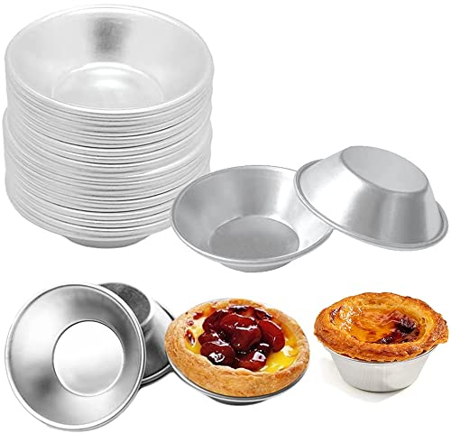 25 Pezzi Stampi per Crostata di Uova, Alluminio Stampo per Cupcake, Stampo per Crostata, Stampi per Uova per Torte, Stampo per Crostata All'Uovo Alluminio Color Argento, per Piccole Torte, Crostate