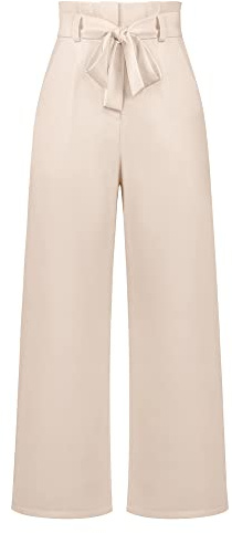 LIAOPUFUS Femme Tailleurs-Pantalons Fluide Pantalon Taille Haute Commuter avec Ceinture Large Casual Vêtement au Traivail Décontracté (3-Abricot-1, M)