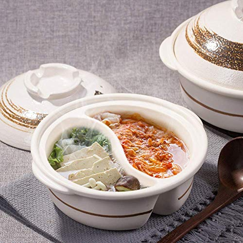Yuanyang Feuertopf mit doppeltem Geschmack Shabu Shabu Feuertopf Yin Yang Feuertopf beidseitig mit Trennwand hitzebeständig (A 2L)