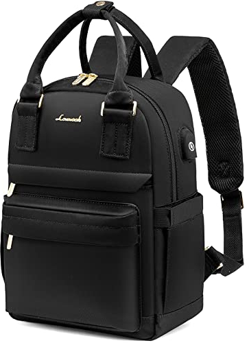 LOVEVOOK 13,3 Zoll Rucksack Damen Klein, Wasserdicht Cityrucksack Handtasche 2 in 1, Mini Tasche Daypack Backpack Women Elegant für Freizeit Schule Reisen Arbeit, Schwarz