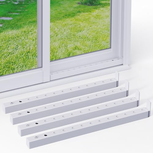 WooFog Adjustable Window Security Bars for Vertical Sliding Windows,Window Locks Bars for Child Safety from Inside, Metal Window Stoppers Burglar Bars，16.3-29.3 inch Extendable-White(4 pcs)