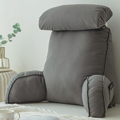 XIEMINLE Lesekissen für Bett, Rückenstützkissen, Lendenwirbelstützkissen, abnehmbares Nackenkissen, Sofa-Taillenkissen, ideal zum Lesen, Sitzen, Entspannen, 75 x 40 x 55 cm, Grau2