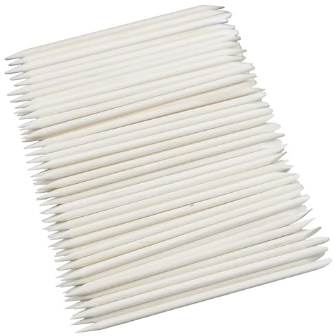 YOFAN Nail Art Sticks, 100-Count Double-Ended Wood Cuticle Pushers