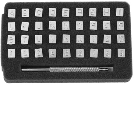 Juego de sellos de letras y números de acero de 36 piezas, juego de punzones de letras de metal, kit de herramientas de estampado para estampar metal, plástico, madera y cuero. (6mm)