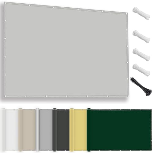 Sonnensegel wasserdicht rechteckig 1.5x3M, Sonnenschutz Terrasse UV-Schutz, wetterfest, ohne Bohren, 100% Polyester Schattierungsnetz mit Ösen und Seil für Pergola, Hellgrau