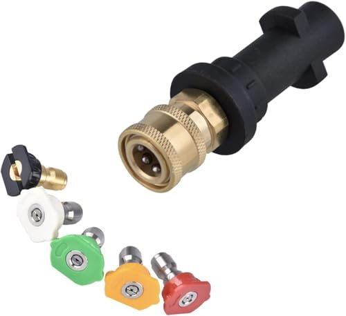 Pressure Washer Adapter for Karcher K2 K3 K4 K5 K6 K7, Pressure Washer Adapter Kit with 5 Power Nozzle Tips Multiple Degrees, 1/4'' Quick Connect Female Fitting