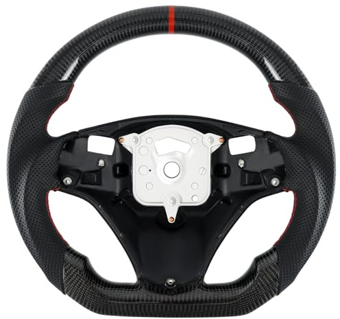 Acclcors Volante in vera fibra di carbonio fatto a mano con fondo piatto e maniglia in pelle perforata per BMW M Sport 1/3 Series M3 E88 E90 E91 E92 E93 2005-2012