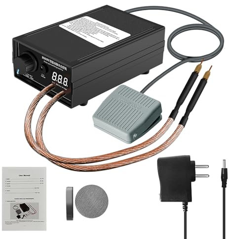 Soldador por puntos 8000 W, portátil soldador por puntos ajustable para baterías 18650, mini máquina de soldadura por puntos 0,1-0,3 mm, 0-1200A, con pantalla LCD, con hoja de níquel de 1 m