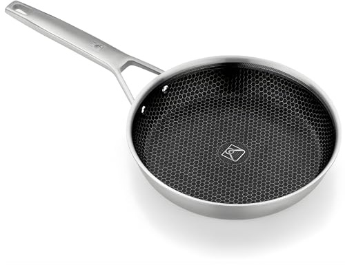 BRA Hybrid Cell | Sartén 26 cm, Acero Inoxidable con Antiadherente Cerámico, sin PFAS, Hybrid Technology con Celdas de Acero Inoxidable, Apto para todo tipo de Cocinas, Incluida Inducción