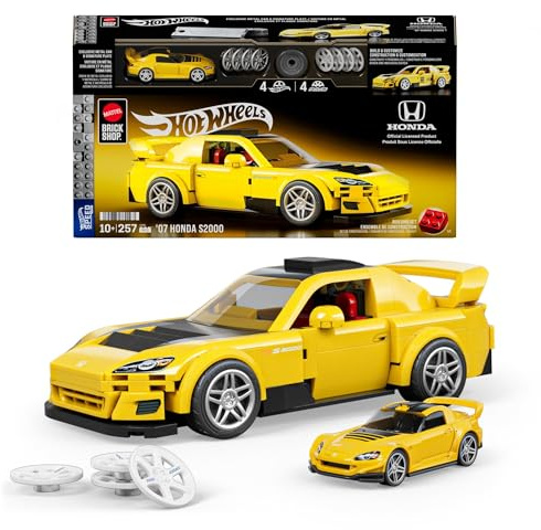 Mattel Brick Shop Hot Wheels Speed Series Building Set, '07 Honda S2000 with 257 Pieces, Realistic Details and Custom Decals, Adult Collectors and Kids Ages 10+