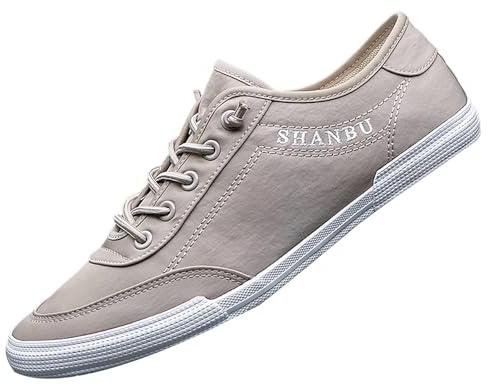 Baskets pour hommes en toile Chaussures plates Bout rond Chaussures basses à lacets Chaussures décontractées légères Pieds larges Chaussures pieds nus Chaussures de sport respirantes Chaussures