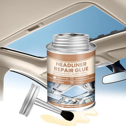 WEILAOK Colla per Cielo Auto, Colla Cielo Auto, colla per Tessuti Auto Adatto per Tetti, Interni e Sedili di Auto, Resistente Alle Alte Temperature, a Rapida Polimerizzazione, 125ml