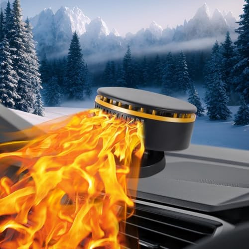 KQLHLHDYZ 12 V Termoventilatore per auto, stufetta portatile per auto, stufetta per auto con riscaldamento rapido, sbrinatore per parabrezza, sbrina e riscalda il parabrezza dell'automobile con base