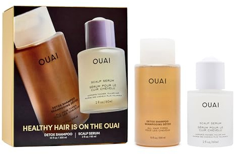 Healthy Hair Is On The OUAI - Detox Shampoo + Scalp Serum Gift Set – Limited Edition Hair Care Duo for Deep Cleansing + Hydrated Scalp – Clarifying Shampoo + Balancing Scalp Serum