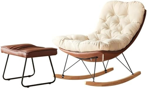 Chaise à bascule moderne confortable pour salon, balcon et chambre d'enfant, chaise rembourrée avec accoudoirs ottomans, bascule libre de loisirs