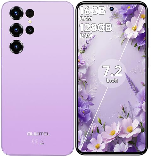 OUKITEL C68 Smartphone 2026 Android 15-7,2 HD+ 120Hz Telefono - 16GB RAM + 128GB ROM/1TB TF Cellulare 6000mAh 64MP+8MP Cellulari e Smartphone Dual SIM 4G /Face ID/Fingerprint/OTG Viola