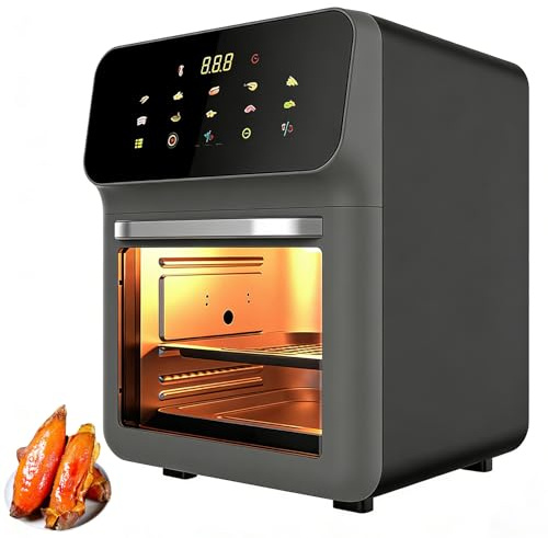 15l Elektrisk Luftfritös, 1350w Halogenugn Med 0-200°c Temperaturjustering & Visuellt Fönster & Digital Pekskärm, Multifunktionell Elektrisk Fritös För Kommersiella Hem Black