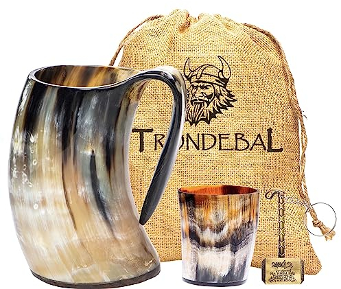 Original Wikinger Trinkhorn Cup Bierkrug by THOR horn| komplett W/Authentic Mittelalter Jute Geschenk sack| Drink Beer wie ein True Viking W/OUR Horn Tasse