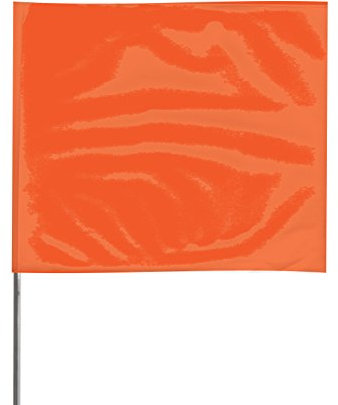 Presco 21 in. Steel Wire Staff Marking Flags [2.5 in. x 3 in. Flag]: 2 in. x 21 in. (Neon Orange) / 12-Flags