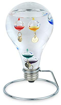 Thermomètre de Galilée en Verre, Forme Ampoule, H 15 cm