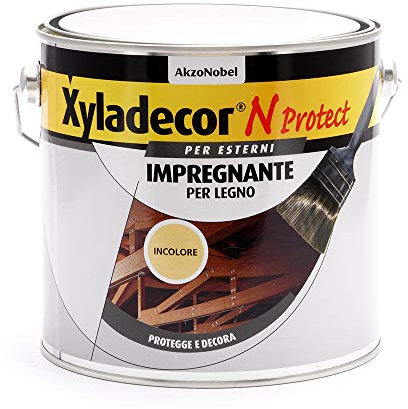 Xyladecor N PROTECT Fondo Impregnante per Legno Esterno a base solvente, Protettivo e Decorativo, Pronto Uso, Trasparente INCOLORE 2,5L, 2.5 L