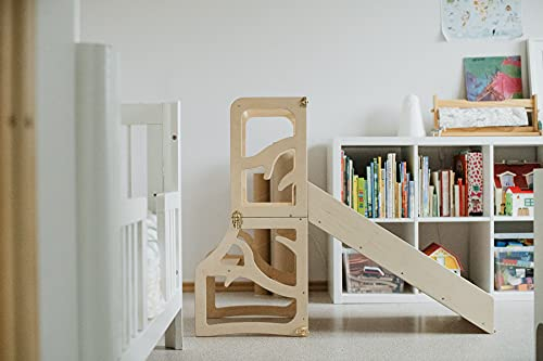 Weco Kinder Lernturm 3 in 1 Tritthocker Learning Tower Schreibtisch Rutsche Montessori Möbel Küchenhelfer klappbar