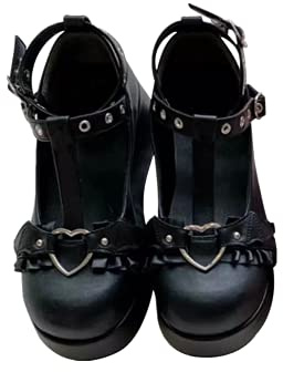 Mary Janes Escarpins Gothiques à Plateforme - Chaussures en Cuir Verni pour Femme - Sangle Cheville