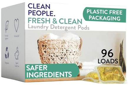 Clean People Laundry Washing Capsules - Recyclable Packaging, Hypoallergenic, Stain Fighting - Ultra Concentrated, Laundry Soap - Fresh Scent, 96 Pack