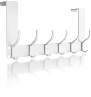 Victoper Over Door Hook Hanger 12 Hooks, Assembly-Free Matte Texture Over Door Hanger for Clothes Coat Towel Bag Robe Bathroom Door Hooks White (V-dhw)