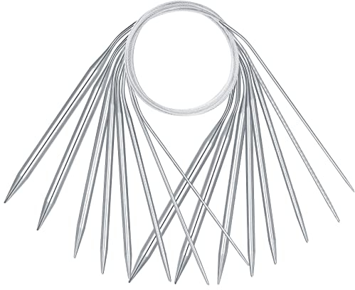 8 Stück Rundstricknadeln Set, Edelstahl 40cm Lang Stricknadeln Metall Professionelle, Sockenstricknadeln Garnnadeln für Hut Socken Schal Mützen Webprojekte 2mm/3mm/4mm/5mm/5,5mm/6mm/8mm/10mm