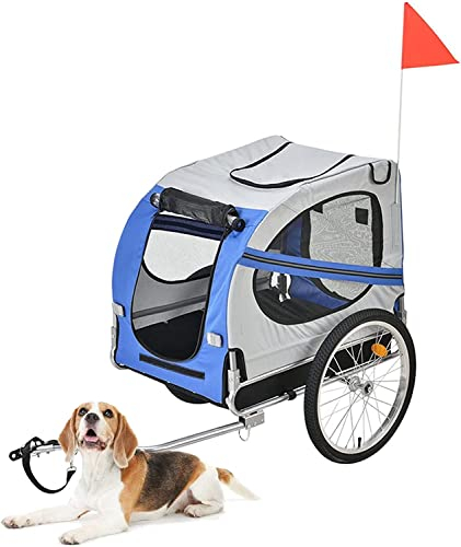 Fahrradanhänger, Verstellbarer Haustieranhänger, Hundefahrradanhänger, 2-in-1-Kinderwagen mit Netzfenster, Outdoor for kleine und mittlere Hunde (Color : Blue)
