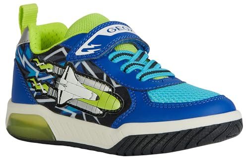 Geox J INEK Boy B Sneaker, ROYAL/Lime, 37 EU