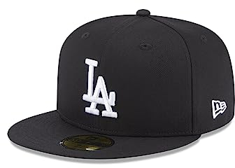 New Era Team Side Patch 59Fifty Cap LA Dodgers Schwarz Weiß, Size:7 3/4