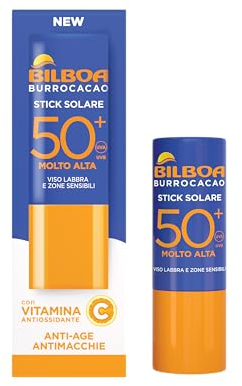 Bilboa Sonnenstick LSF 50+ mit Vitamin C, ideal für empfindliche Stellen wie Lippen, Tattoos, Narben und Narben. Die schnell einziehende Formel fettet nicht und hinterlässt keine Spuren, 12 ml