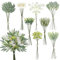 Weldomcor 70 Stück Künstliche Blumen & Zweige, 8 Arten Grüne Blätter und Weiß Kunstblumen Künstlich Dekozweige Kunstpflanzen für Hochzeit DIY Kunstblumenstrauss Blumenarrangement Tisch Centerpiece