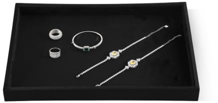 Dansmiy Velvet Jewellery Display Tray Stackable Organiser for Rings Earrings Necklaces Bracelets Pendants Jewellery Storage Tray for Drawer Countertop Showcase Display (Black)