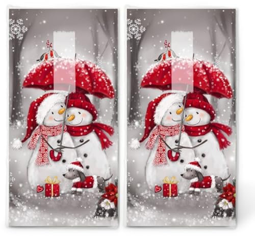 20 einzelne Taschentücher Weihnachten Schneemänner mit Regenschirm. 2 Packungen mit 10 einzelnen Papiertaschentücher bedruckt als Geschenk.