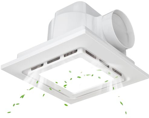 TOYOUSEA 10 Ultra Quiet Bathroom Exhaust Fan with 6500K LED Light, 1.0 Sone 145 CFM, 8.3x8.3 Mount, 1500 LM Ceiling Ventilation Fan