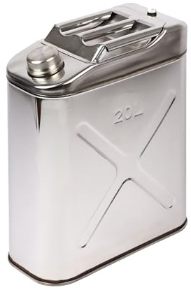 Berger & Schröter | Bidón de acero inoxidable de 20 l, bidón de combustible, certificado ONU, líquidos inflamables, gasolina, aceite, diésel, combustible