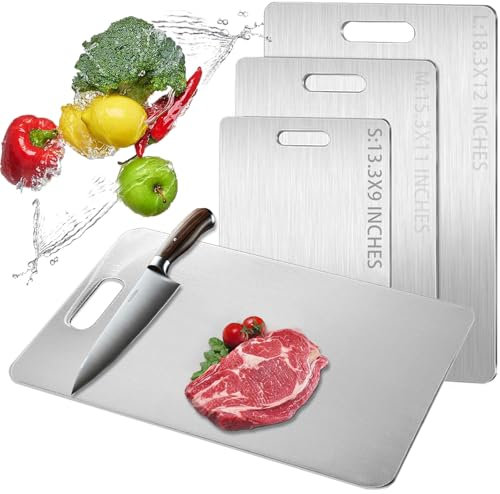 Titanium Cutting Board 2025 New Upgrade 100% Pure Titanium Cutting Boards for Kitchen - Double-Sided Food-Grade Chopping Board Non-Stick Durable and Easy to Clean (13.3 x 9 in)