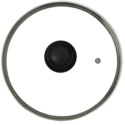 DL SERVICE Coperchio Ø30cm per Pentole e Padelle in Vetro con foro per il vapore e bordo in Acciaio Inox, vetro resistente per contenere bene il vapore, pomello antiscottatura