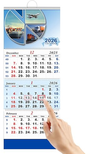 Calendario da parete 2026, Organizzatore del mese con vista trimestrale, Cartoncino spesso, Caselle trasparenti per la data, Design semplice e minimalista, Strumento di impostazione degli obiettivi p