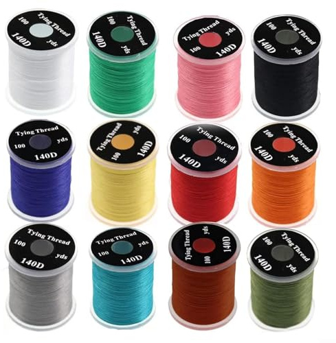 Flugbindningstråd 140D flexibel nylon för nymfer och serpentiner, kompatibel med de flesta spolar, perfekt för flugfiske (12 st)