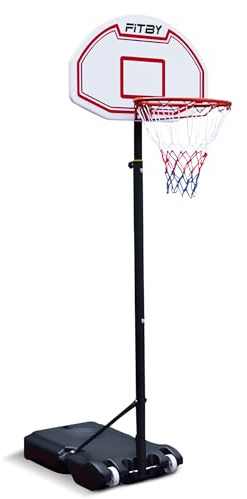 Fitby Canestro Da Basket Da Esterno Per Bambini E Adulti - Supporto Da Basket Regolabile In Altezza Con Ruote | Sistema Di Rete Portatile Per Giardino, Parco, Interni