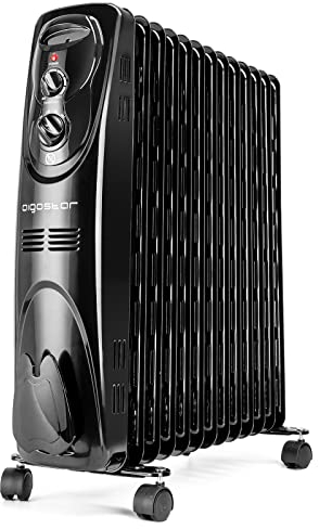 Aigostar Black Forest - Radiatore ad Olio 2500W, 13 Elementi Riscaldatore Elettrico Portatile, 3 Livelli di Calore, Termostato e Spegnimento Automatico di Sicurezza, Silenzioso, 55mq