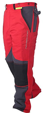 WOODSafe Schnittschutzhose Klasse 2, Forsthose, kwf-geprüft, Bundhose rot/grau, Herren - Waldarbeiterhose mit Schnittschutz Form A, leichtes Gewicht (54)