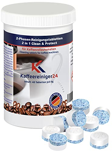 40x 2-Phasen Reinigungstabletten für Kaffeevollautomat kompatibel mit Jura Kaffeevollautomaten a´3,5g in luftdichter Dose mit Schraubverschluss zur sicheren Aufbewahrung