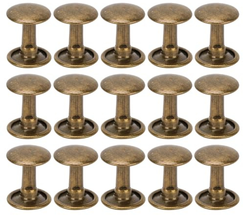 200 uppsättningar dubbellock nitar, runda nitar, metall tryckfästelementsats, järn jeansknapp, läderskor, väskor, kläder, 10 x 10 mm (brons)