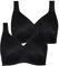 Ulla Popken Damen Mikrofaser, 2er Pack Cup C-D BH, schwarz, 100C