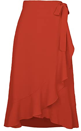Daysskk Wrap Skirts for Women Asymmetrical Ruffle Summer Boho Skirt Midi Length